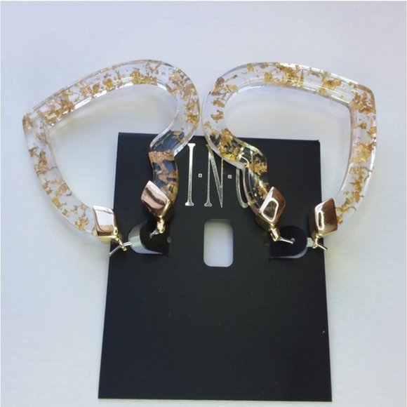 INC Gold Glitter-Heart Hoop Earrings - Picture 4 of 5